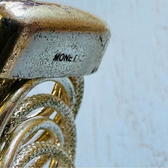 Monet Silver Textured Circle Link Cuff Bracelet - Picture 2 of 3